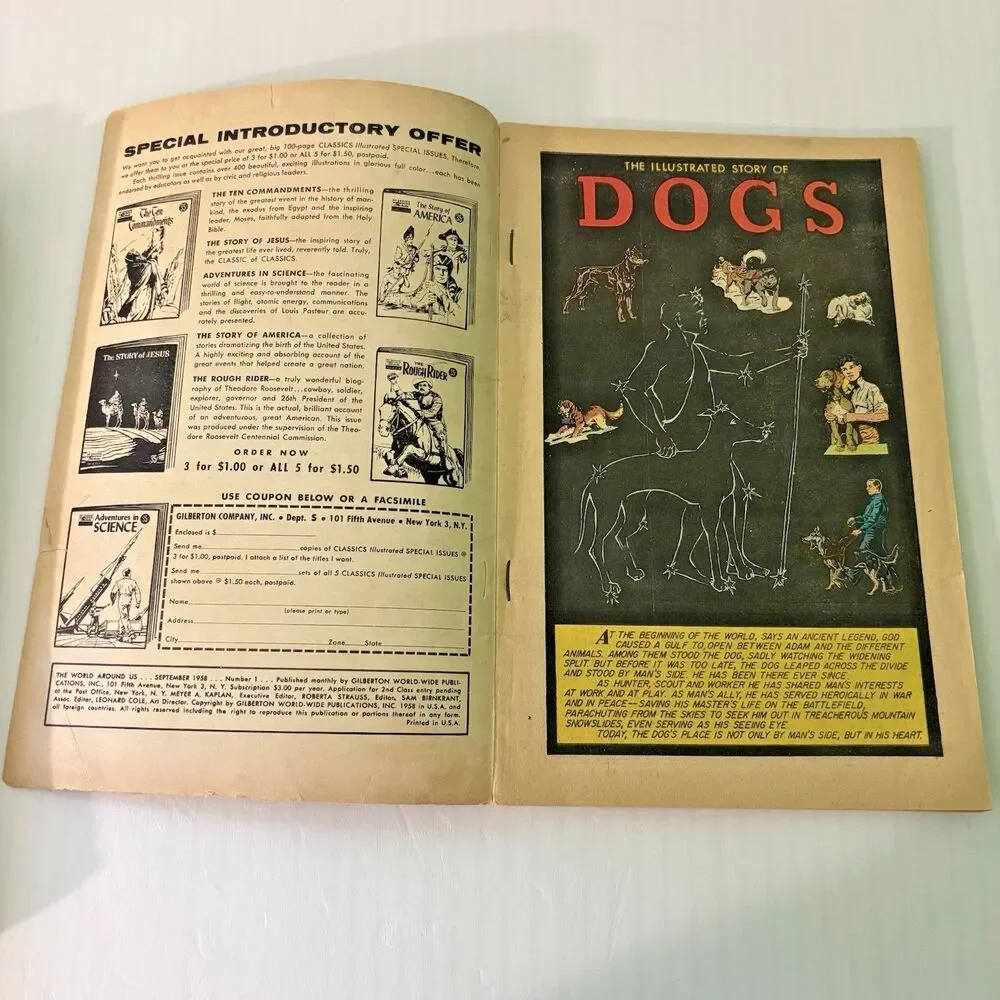 The World Around Us The Illustrated Story of Dogs Magazine Comic Book Sept 1958